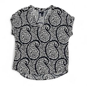 GAP Navy and White Paisley Blouse Size S